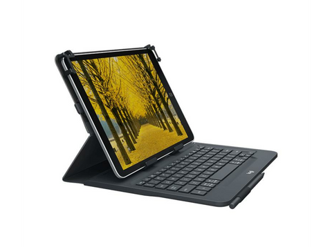 Funda con teclado - Logitech Universal Folio, Para tablets de 9 a 10 pulgadas, QWERTY, Bluetooth 3.0, Negro