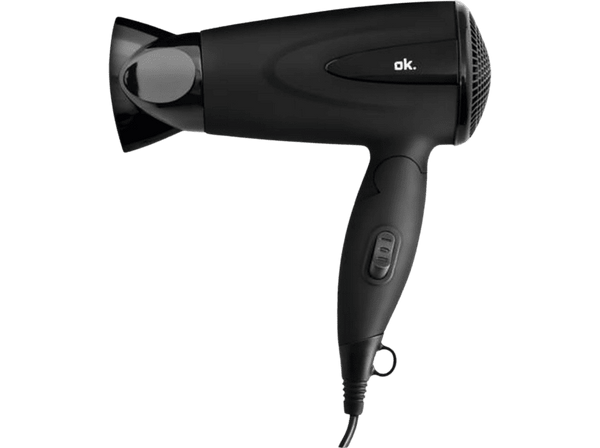 Secador - OK OHD 1222 B, 1200 W, Temperatura ajustable, 2 Velocidades,  50/60 Hz, Negro
