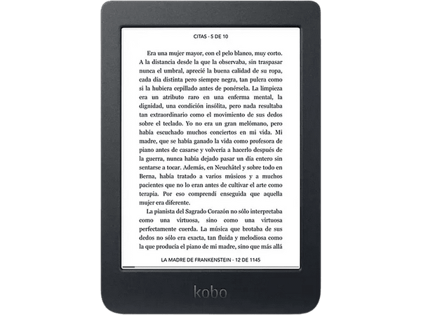 eReader - Kobo Nia, 6", 8 GB, Para eBook, 212ppp, ComfortLight, Negro