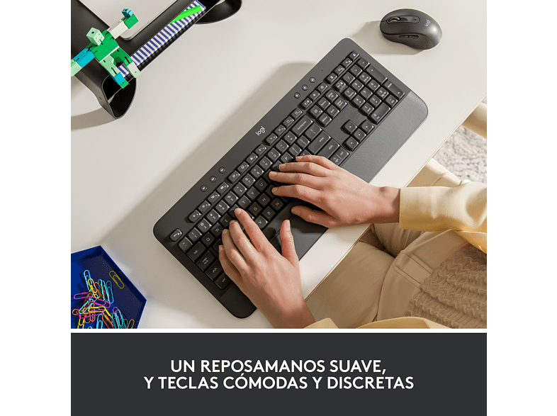 Teclado - Logitech Signature K650, Bluetooth, USB, Ergonómico, Teclado numérico, PC/Mac, Negro