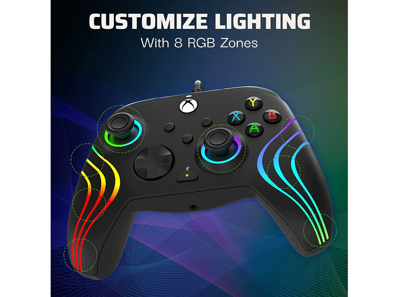 Mando - PDP Afterglow Wave, Para Xbox y PC, Cable, Negro