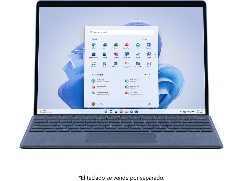 Convertible 2 en 1 - Microsoft Surface Pro 9, 13 2K QHD+, Intel® Evo™ Core™ i5-1235U, 8 GB RAM, 256 GB SSD, W11 Home, Saphire