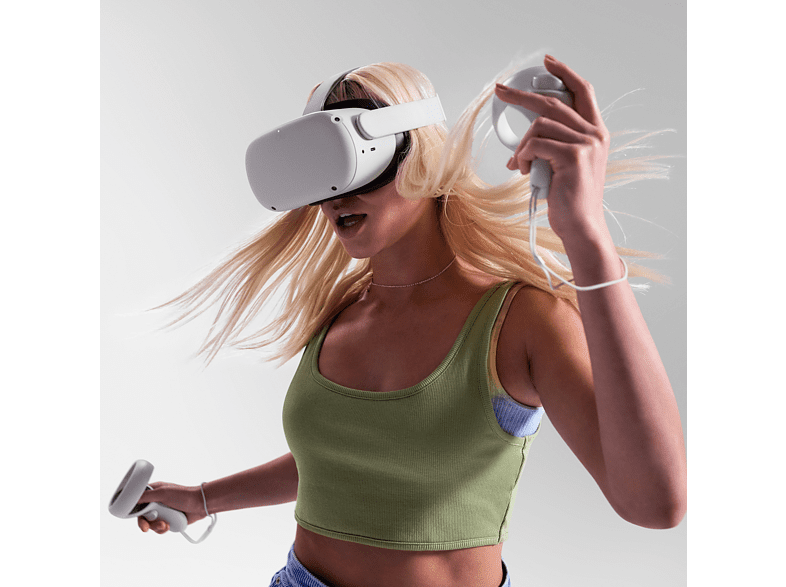 Gafas de realidad virtual - Meta Oculus Quest 2, 128 GB, 6 GB RAM, 3D, Snapdragon™ XR2 + 1 Juego Beat Saber + 1 juego Resident Evil 4, Blanco