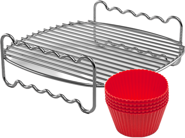 Accesorio freidora - Philips HD9904/01, Set de moldes para freidora aire, Rejilla doble y moldes para magdalenas