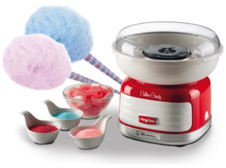 Maquina de algodón de azúcar - Ariete Cotton Candy 2973, 500 W, Rojo