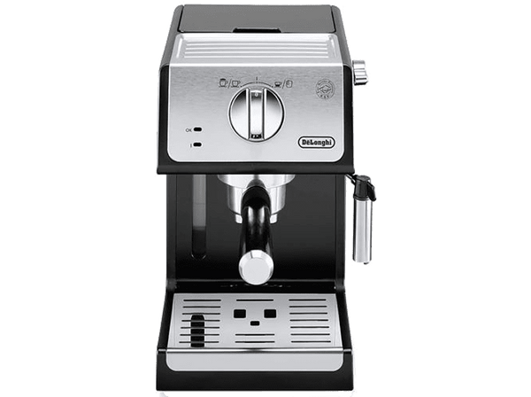 Cafetera express - De'Longhi ECP33.21.BK, Bomba de presión Thermoblock, 15 bar, 1100 W, 1.1 l, 2 cafés, Plata y Negro