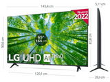 TV LED 65 - LG 65UQ80006LB, UHD 4K, Procesador Inteligente α5 Gen5 AI Processor 4K, Smart TV, DVB-T2 (H.265), Negro
