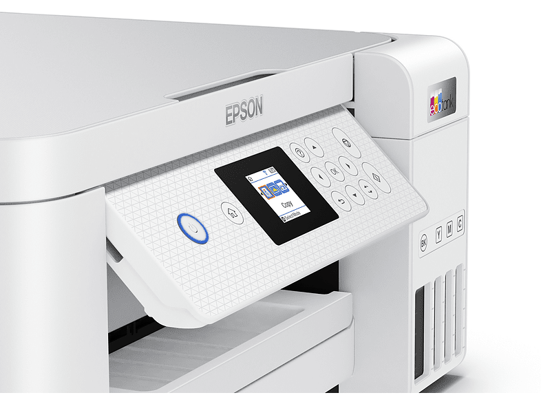Impresora multifunción - Epson EcoTank ET-2856, Inyección tinta, 10.5 ppm B/N, 5 ppm Color, 100 hojas, Blanco