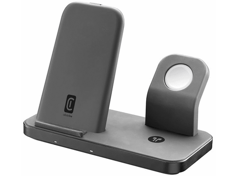 Base de carga - CellularLine Trio Wireless Charger, Para Apple, 20 W, Negro