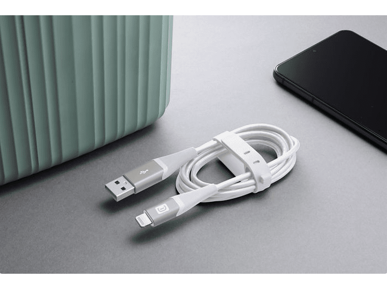 Cable USB - CellularLine Belt, Para iPhone, USB - C to USB - A, 1'2 m, Blanco