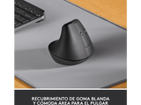 Ratón - Logitech Lift Vertical Ergonómico, Inalámbrico, 4000 ppp, Grafito