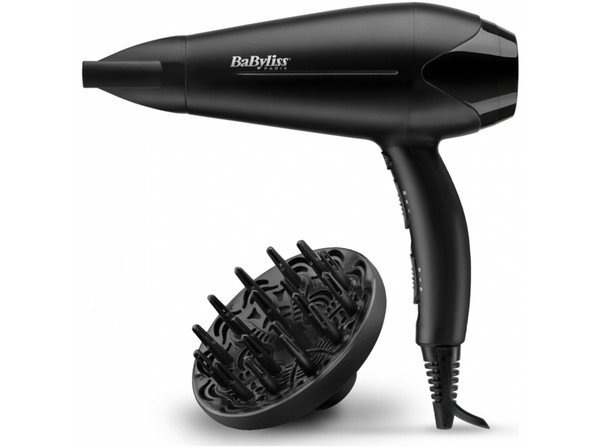 Secador de pelo - Babyliss PowerDry D563DE, 91 km/h, Aire frío, 2 Velocidades, Negro