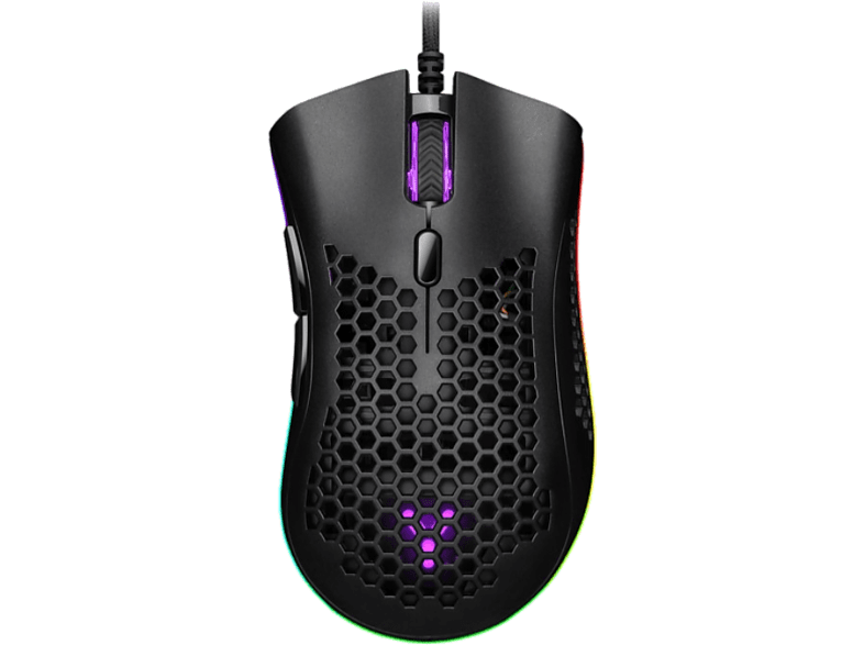Ratón gaming - ISY IGM-4500-BK, Cable, Iluminación LED RGB, 7200 ppp, Negro