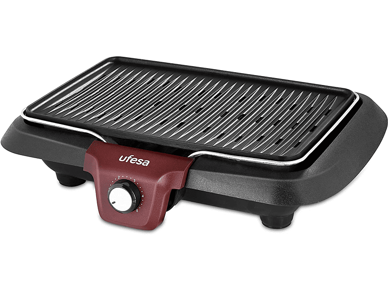 Barbacoa - Ufesa BB7650, Eléctrica, 2000W, Placa antiadherente, Termoestato, Negro