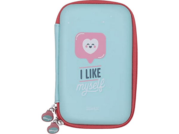 Estuche - Mr. Wonderful WMRDDP003, Diseño I like myself, Impermeable, Cremallera, Azul celeste