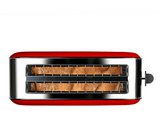 Tostadora - Taurus Vintage Red 960654000, 1400 W, Descongelar, Recalentar, 2 Ranuras extralargas, Rojo