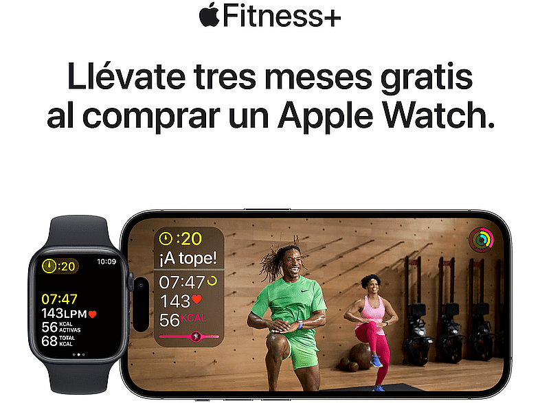APPLE Watch Series 8 (2022), GPS, 45 mm, Caja de aluminio, Vidrio delantero Ion-X + Adaptador de corriente, USB-C de 20 W