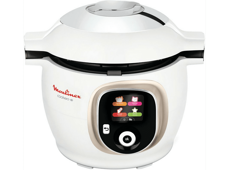 Robot de cocina - Moulinex Cookeo+ 150 recetas CE851A, Olla eléctrica, 1600W, 6L, 6 modos de cocción, Blanco