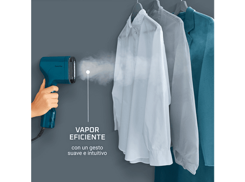 Cepillo de vapor - Rowenta Pure Pop DR2020D1, 1300 W, Salida vapor 20 g/min, 70 ml, Calentamiento 15 s., Elimina pelusas, arrugas y purifica, Azul