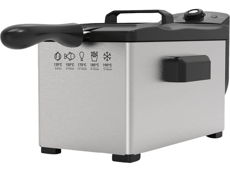 Freidora - Universal Blue USPAE3312, 2000 W, Hasta 190 ºC, Capacidad 3 litros, Depósito antiadherente, Inox