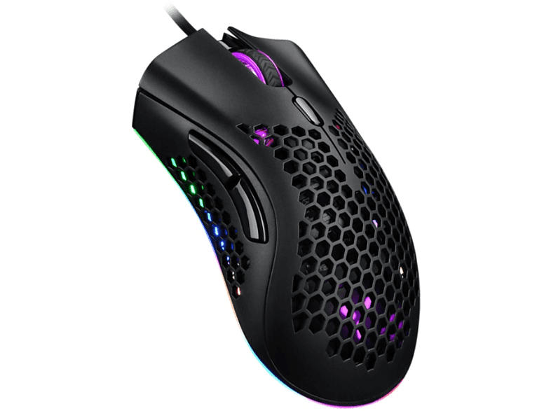 Ratón gaming - ISY IGM-4500-BK, Cable, Iluminación LED RGB, 7200 ppp, Negro
