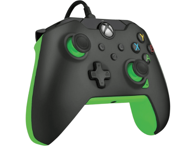 Mando - PDP Neon Black Licenciado, Para Xbox Series X, Controles D-pad, Cable desmontable, Negro/Neón