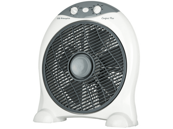 Ventilador de sobremesa - Orbegozo BF1030, Box fan, 30 cm, 6 aspas, Temporizador, Potencia 45W, Blanco