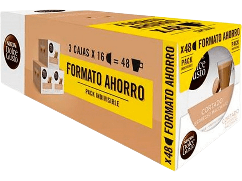 Cápsulas monodosis - Dolce Gusto Cortado Espresso Macchiatto, Pack de 3 cajas de 16 cápsulas (48 en total)