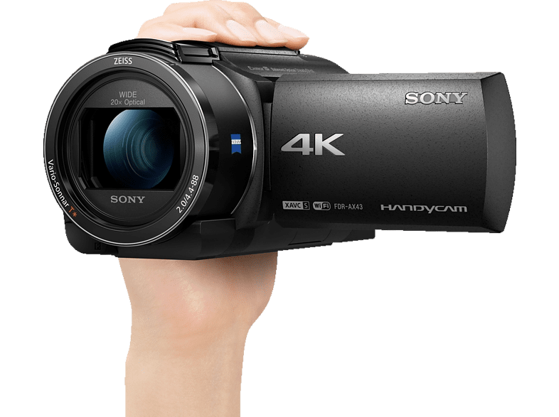 Videocámara - Sony FDRAX43A, 4K, Zoom óptico 20x (Digital 40x), Gran angular, Enfoque automático rápido, Negro