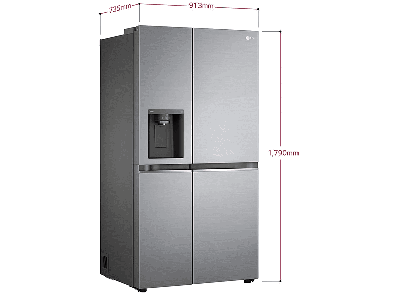 Frigorífico americano - LG GSLV71PZTD, No Frost, 179 cm, Inoxidable antihuellas
