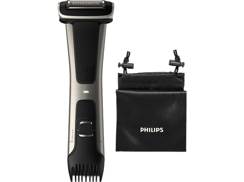 Afeitadora corporal - Philips BG7025/15, Afeitadora y recortador corporal 4D, recortador integrado (3-11 mm), 80 min uso, 1h carga