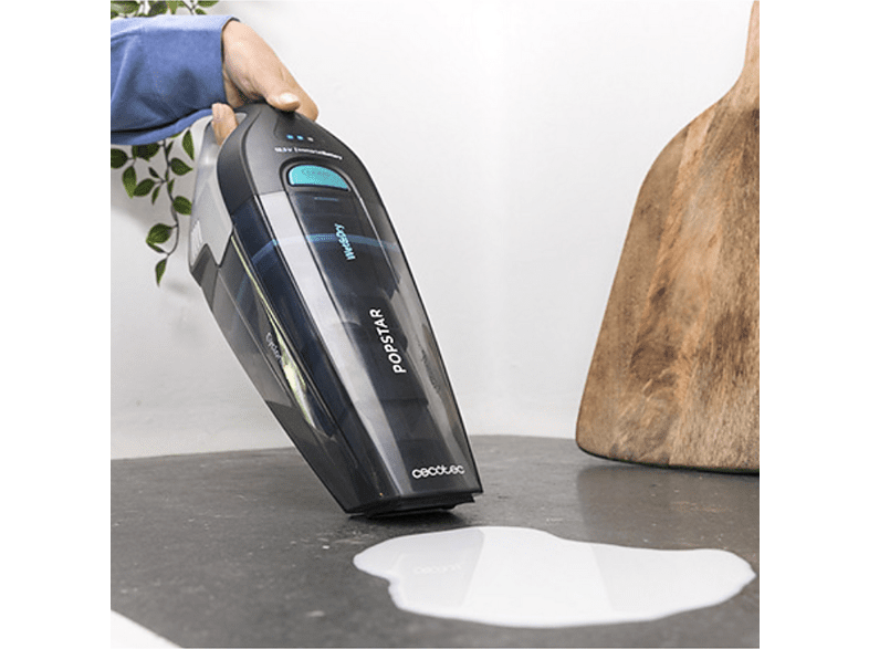 Aspirador de mano - Cecotec Conga PopStar Micro 18.5 V Animal Hand, 110 W, 0.5 l, Sistema Wet&Dry, Negro