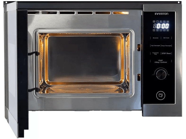 Microondas integrable - Infiniton IMW-DD2S, Grill 1000 W, 8 programas, 25 l, Inox