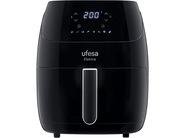 Freidora sin aceite - Ufesa Elektra, Capacidad 5l, Potencia  1500 W, Temperatura máxima 200ºC, Negro