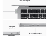 Apple MacBook Air (2022), 13,6 Retina, Chip M2 de Apple, GPU 8 Núcleos, 8 GB, 256 GB SSD, macOS, Teclado Magic Keyboard Touch ID, Plata