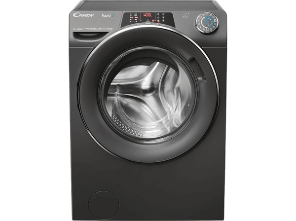 Lavadora carga frontal - Candy RapidÓ RO1484DWMCRT/1-S, 8 kg, 1.400 rpm, 16 Programas, Motor Inverter, Función Vapor, Wi-Fi, Antracita