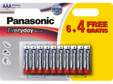 Pilas AAA - Panasonic Everyday Power LR03, batería alcalina, 6 + 4 unidades
