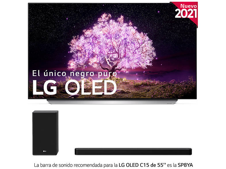 TV OLED 55 - LG OLED55C15LA.AEU, UHD 4K, α9 Gen4, webOS 6.0, Smart TV, Asistentes de voz, Dolby Atmos, Blanco