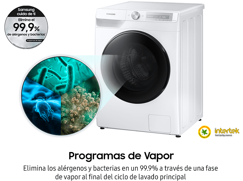 Lavadora secadora - Samsung WD80T634DBH/S3, 8 kg lavado, 5 kg secado, 1400 rpm, Auto Dosificador,  Blanco