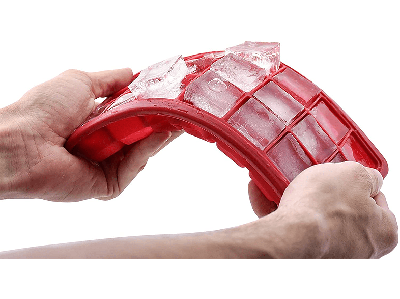 Bandeja para cubitos de hielo - Jata AC40, Con Tapa Protectora, Para 21 Cubitos de 3 x 3 cm, Rojo