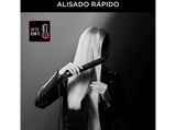 Plancha de pelo - Rowenta x Karl Lagerfeld Optiliss SF321LF0, Revestimiento Keratin & Glow, 10 temperaturas, Hasta 230 °C, Negro y rojo
