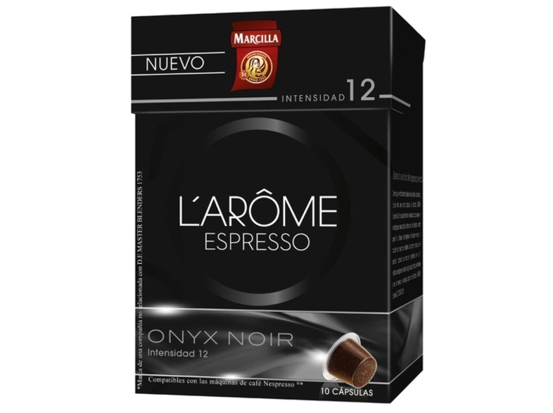 Cápsulas monodosis - Arome Marcilla ONYX NOIR, pack de 10, compatible Nespresso