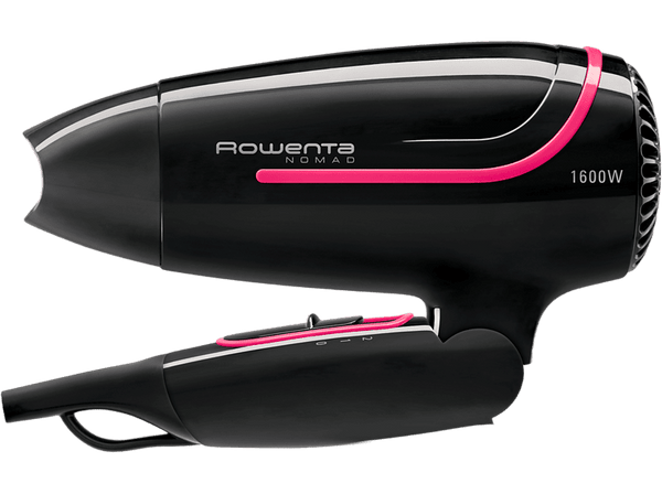 Secador - Rowenta CV3323F0, 1600 W, 2 velocidades, 2 temperaturas, Motor DC,  Plegable, Concentrador, Negro y rosa