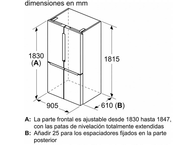 Frigorífico americano - Bosch KFN96APEA, No Frost, 605 l, 183 cm, Acero inox