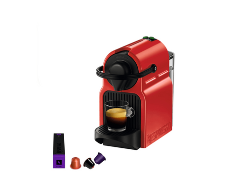 Cafetera de cápsulas - Nespresso® Krups INISSIA XN1005P4, Presión de 19 bares, Potencia 1260W, Rojo