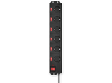 Regleta - Hama, 6 tomas, Cable de 1,4 m, 250 V, Protección contra sobretensiones, Interruptor de Encendido/Apagado, Negro