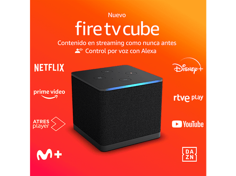 Reproductor multimedia - Amazon Fire TV Cube (2022), Streaming, Control por Voz a través de Alexa, WiFi 6, Ultra HD 4K, Black