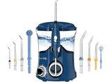 Irrigador - Aquapik PRO X, 30-130 PSI, Pulsaciones de agua: 1250 - 1700, 10 Niveles, 8 Boquillas, Estuche de viaje, Azul