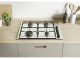 Encimera - Candy Idea CHW6LBX/4U2, Gas natural, 4 quemadores, Mandos laterales, Adaptable a butano, 60cm, Inox