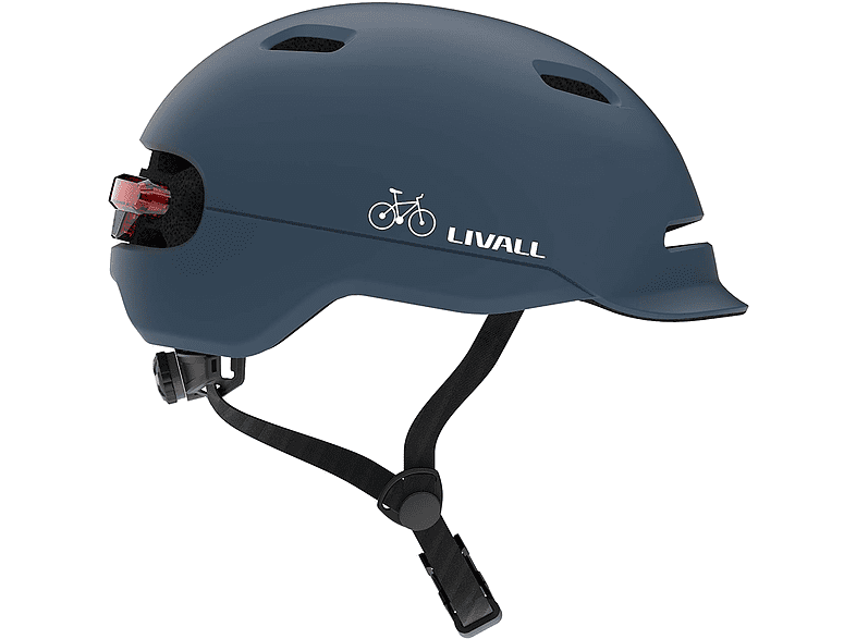Casco - Livall C20, Para patinete y Bici, Casco Conectado, SOS, Luz de Freno, Luz Trasera, Talla M, 54-58 cm, Azul